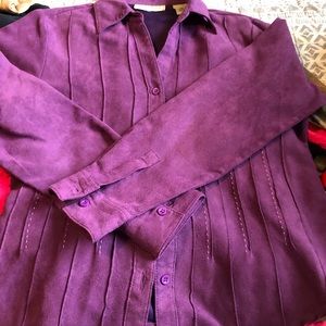 Lemon grass petite purple long sleeve shirt